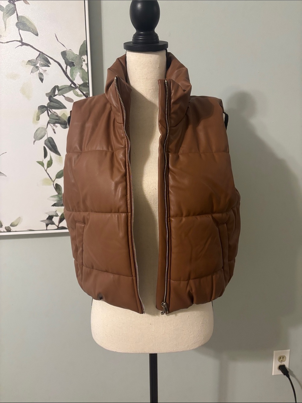 Brown Puffer Vest - Women's Quilted Jacket